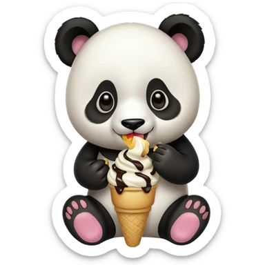 Panda eating ice cream sticker