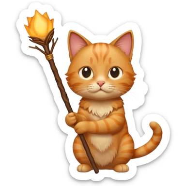 Elinde sopa tutan kedi sticker