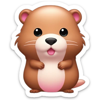 light-pink-fur-kawaii-beaver-with-big-tail sticker