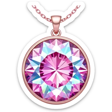 Pink Round Diamond Holographic Pendant  sticker
