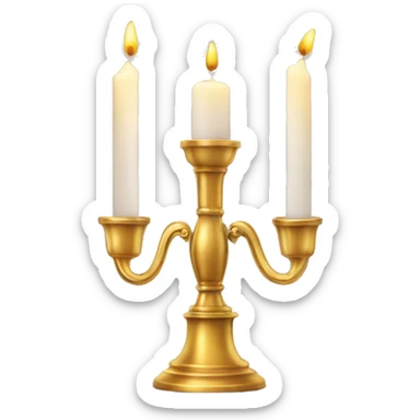 Two gold candlesticks with lit candles in them sticker