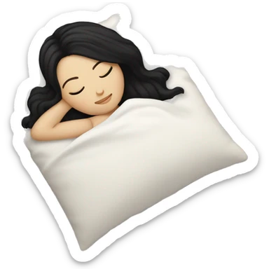 white girl, with black hair sleeping on a pillow sticker