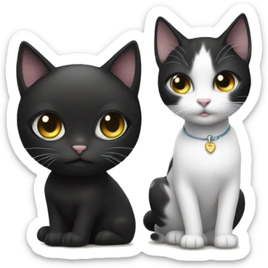 Black and white cat with girl sticker