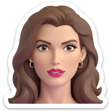 Cindy Crawford legendary supermodel with beauty mark above her lip, brown hair sticker