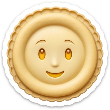 shortcrust pastry, raw, rolled-out disc, pale yellow, soft matte, uneven or crimped edges, delicate texture, no filling, plain dough, soft lighting, emoji scale sticker