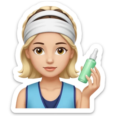 Clean girl aesthetic emoticons, apply skincare products, headband, glowing skin, vest, soft lighting
 sticker