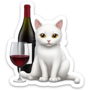 White cat drinking red wine  sticker