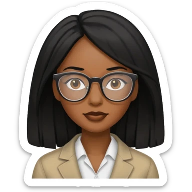 Black women teacher with black long hair sticker