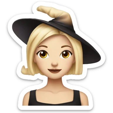 ballerina with a witches hat with blond hair and is chnese sticker