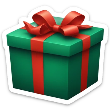 dark green gift box with red ribbon sticker