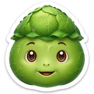 Brussel sprout with sauce and cute face sticker