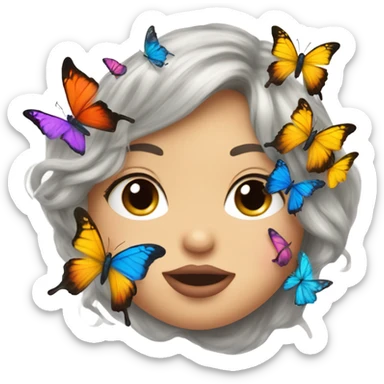 Kiss face with butterflies  sticker