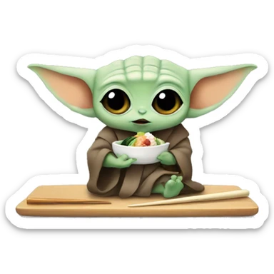 Baby Yoda eating sushi sticker
