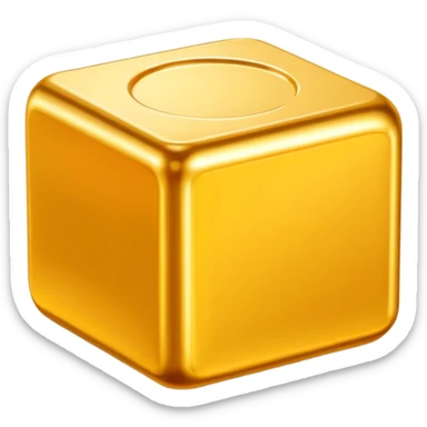 bouillon cube, golden, detailed, minimal, 3D, soft shadows, transparent background, no text, no extra elements sticker