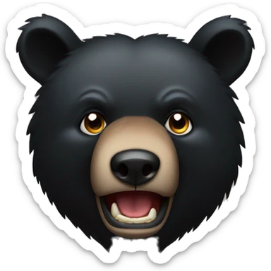 The fierce expression of a black bear  sticker