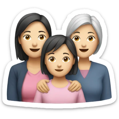 asian mum with one older asian daughter and one young asian daughter sticker