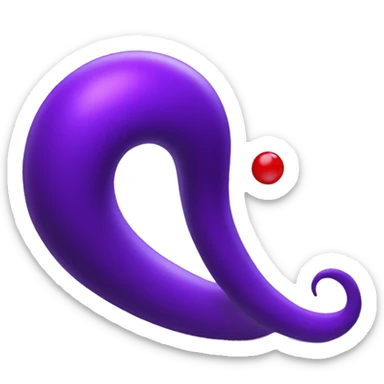 logo 3d character, dark purple little body: "thin bean ciclopede", with one big red, data-cubes EYE sticker