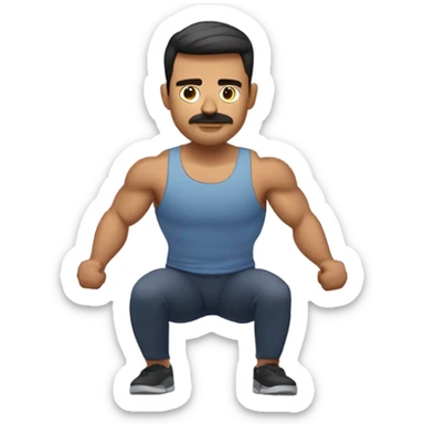 Hombre musculoso haciendo sentadilla  sticker