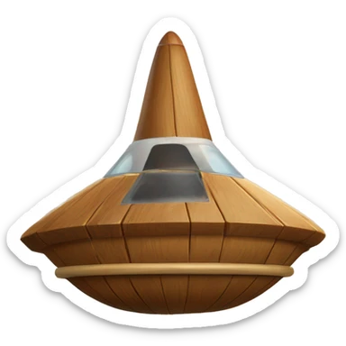 Wooden ufo spaceship birdhouse oblong cigar-shaped  sticker