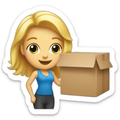Blond Women holding delivery box sticker