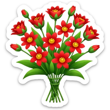 Red flower bouqet sticker