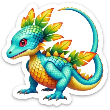 Shiny Exotic Tropical Pokémon-Fakémon-hybrid-creature (full body) sticker