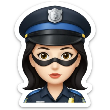 thief with police hat, thief mask, thief black dress. sticker