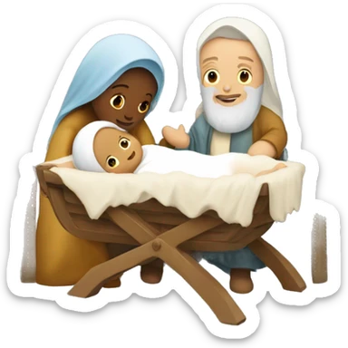Nativity scene, baby on a manger, Mary and Joseph sticker