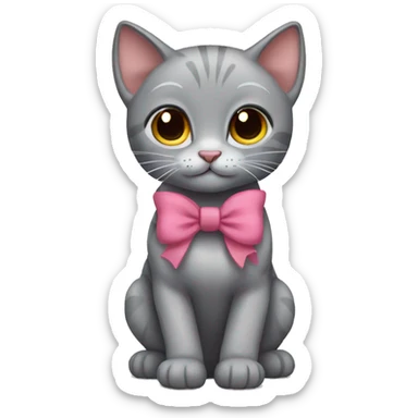 Grey kitty with bow sticker