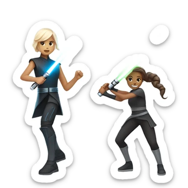 Lightsaber battle girl vs boy white sticker