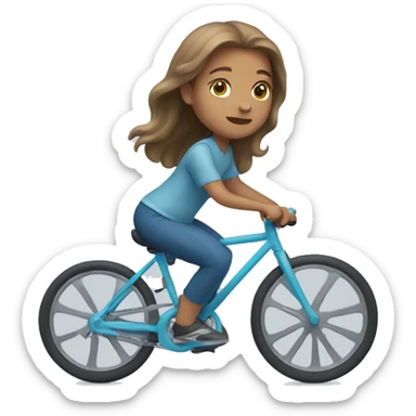Girl riding very light blue bike, she has long light brown hair and light skin sticker