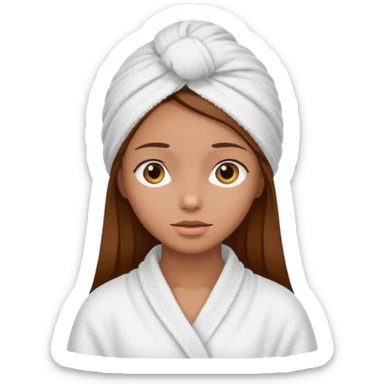 Chica de pelo castaño con una toalla de baño en la cabeza sticker
