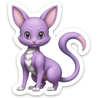 Pastel dull greyish anthropomorphic digitigrade Beerus-Mewtwo-Venom-Espurr-Minccino-fusion-animal-ET-species-creature, full body  sticker