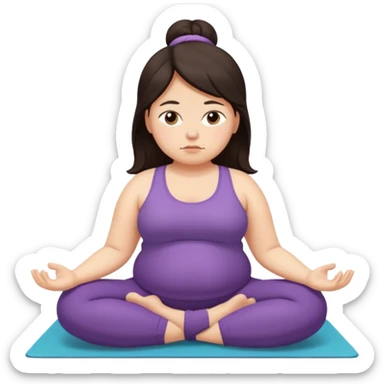 Sad fat girl doing yoga dark hair sticker