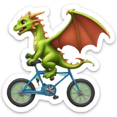 cute dragon riding a bike sticker