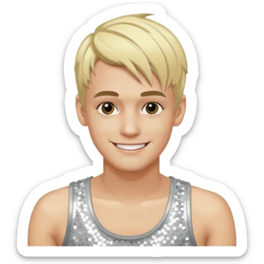 Aaron Carter with blonde hair, silver sequin tank top sticker