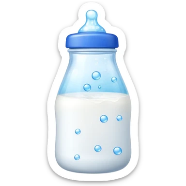 baby Milk bottle with blue cap and bubbles sticker