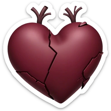 dark Burgundy broken heart sticker