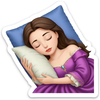 sleeping beauty brunette white girl with a silk pillow sticker