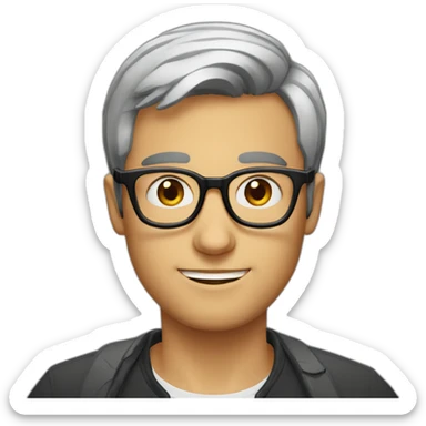 French-guy, short-hair, rounded-glasses, nerd, no-beard sticker