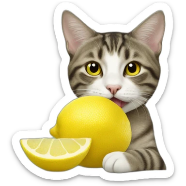 CAT EATING LEMON sticker