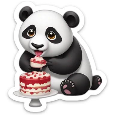 Un panda qui mange un gateau sticker