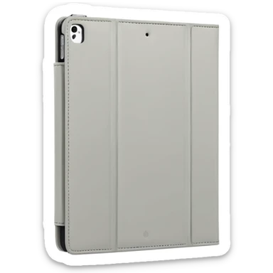 Closed forward facing Light grey trifold iPad cover. Plain no emojis or faces on the cover
 sticker