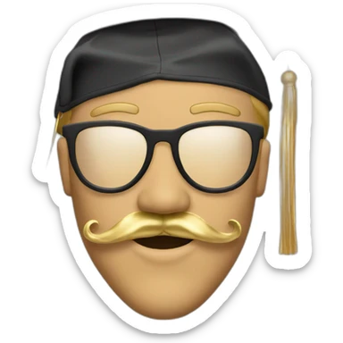 tan guy mustache with graduation cap with gold tassel sticker