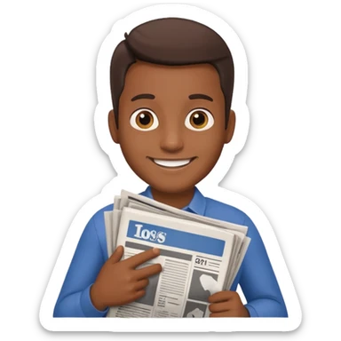 man newspaper under arm sticker