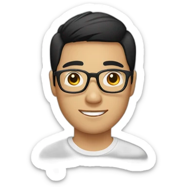 southeast asian male with glasses and black hair sticker