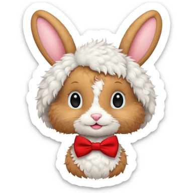 curly bunny with red bowtie sticker