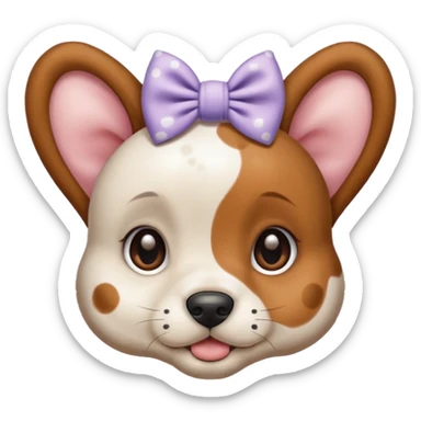Winner puppy with spots and bows on her ears sticker
