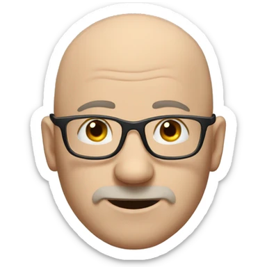 a bald man with blue eyes wearing glasses is naturo character sticker