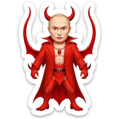 Putin as a devil, full body, detailed devil features sticker
